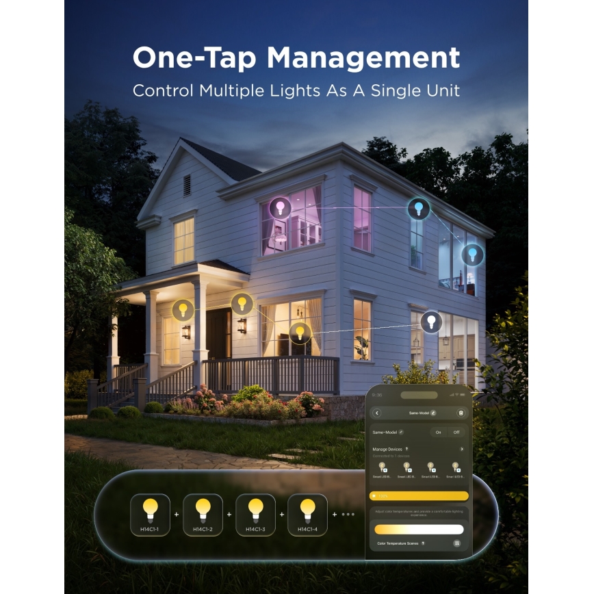 Govee - Lâmpada LED RGBWW regulável Smart MATTER G80 E27/5W/230V 2700-6500K Wi-Fi