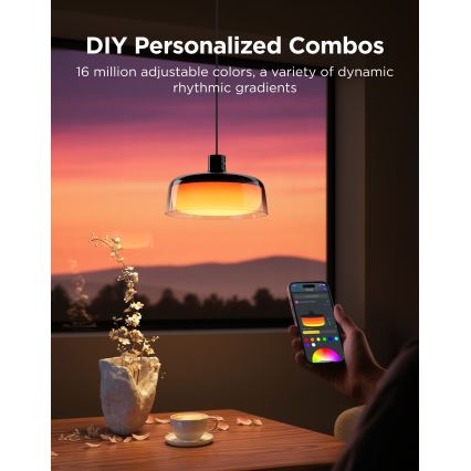 Govee - Lustre pendente dimerizável LED RGBICWW em cabo, 21W, 230V, compatível com Matter e Wi‑Fi