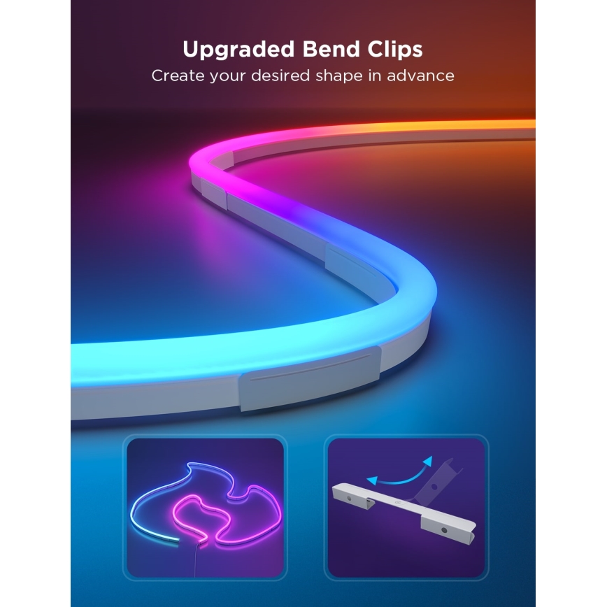 Govee - Neon 2 MATTER, fita LED flexível de 3 m RGBIC com Wi-Fi