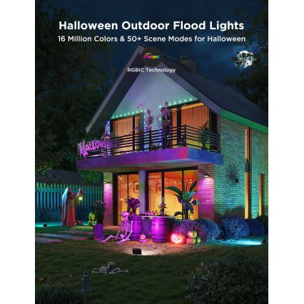 Govee - Conjunto de 4 refletores LED RGBICWW dimerizáveis LED/24W/230V IP66 Matter Wi‑Fi