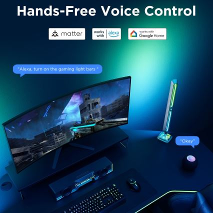 Govee - Painéis de Luz Smart RGBIC Gaming Pro Matter Wi-Fi