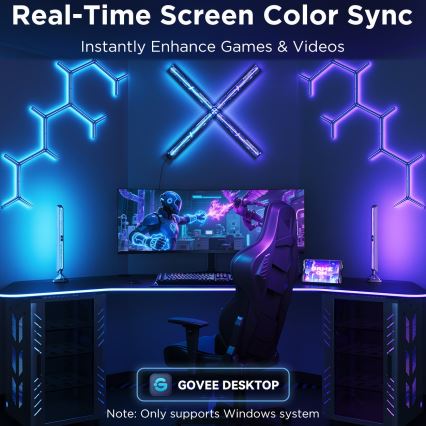 Govee - Painéis de Luz Smart RGBIC Gaming Pro Matter Wi-Fi