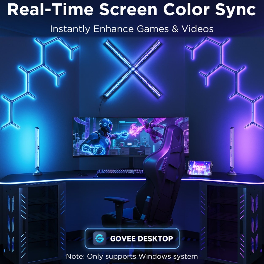 Govee - Painéis de Luz Smart RGBIC Gaming Pro Matter Wi-Fi