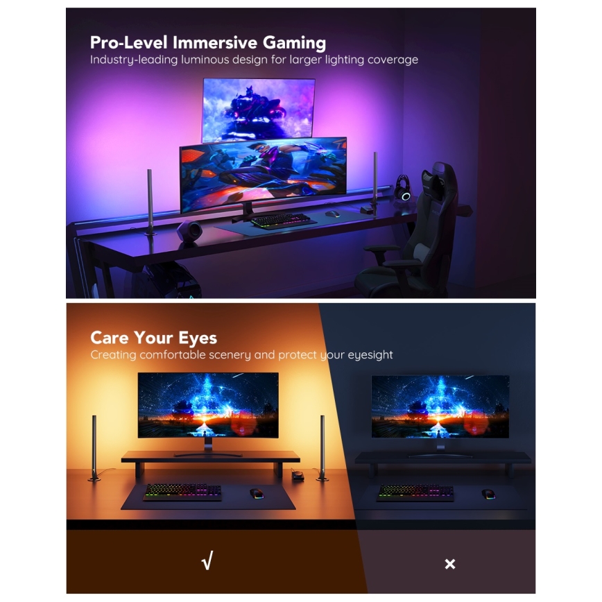 Govee - Painéis LED Smart Gaming Wi‑Fi + Controlador Smart Duplo Branco Wi‑Fi