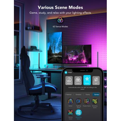 Govee - Painéis LED Smart Gaming Wi‑Fi + Controlador Smart Duplo Branco Wi‑Fi