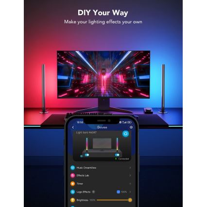 Govee - Painéis LED Smart Gaming Wi‑Fi + Controlador Smart Duplo Branco Wi‑Fi