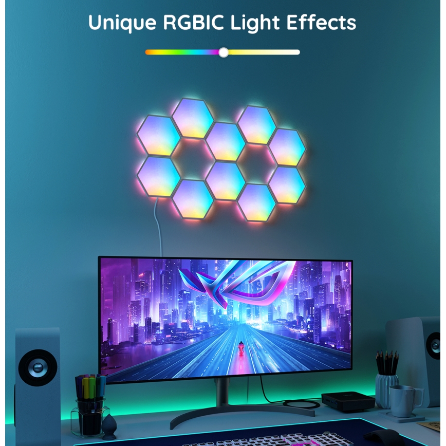 Govee - Conjunto de extensão 2x LED RGB Painel com regulação LED/7,2W/230V Wi-Fi