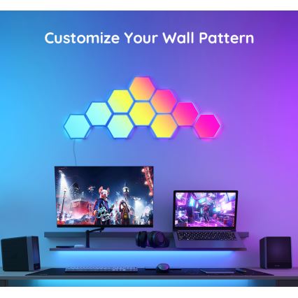 Govee - CONJUNTO de 10 painéis LED RGB reguláveis LED/36W/230V Wi-Fi