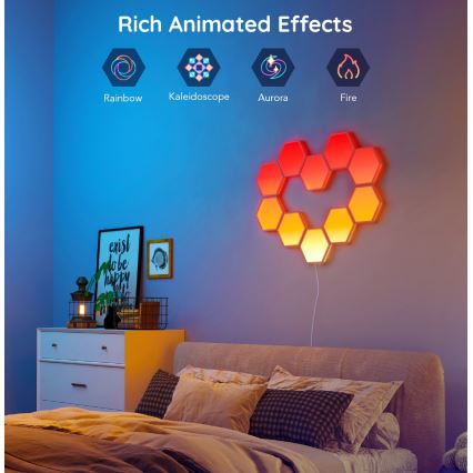 Govee - CONJUNTO de 10 painéis LED RGB reguláveis LED/36W/230V Wi-Fi