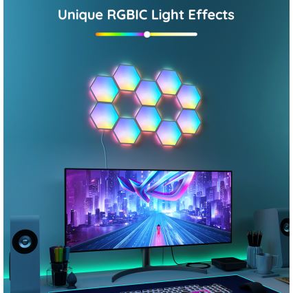 Govee - CONJUNTO de 10 painéis LED RGB reguláveis LED/36W/230V Wi-Fi