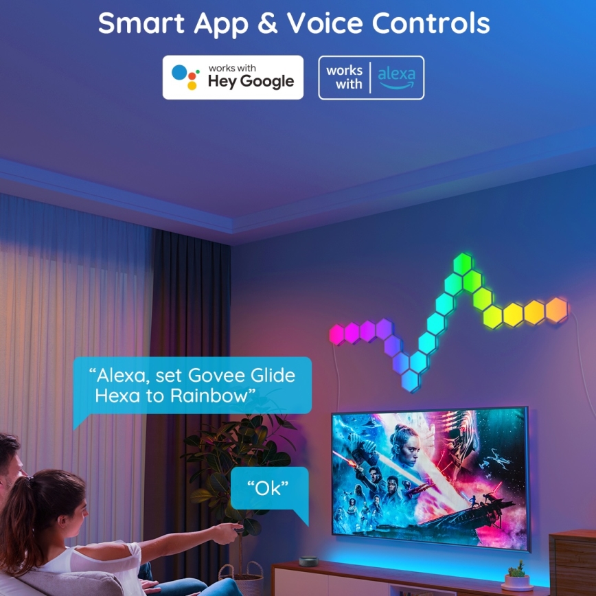 Govee - CONJUNTO de 10 painéis LED RGB reguláveis LED/36W/230V Wi-Fi