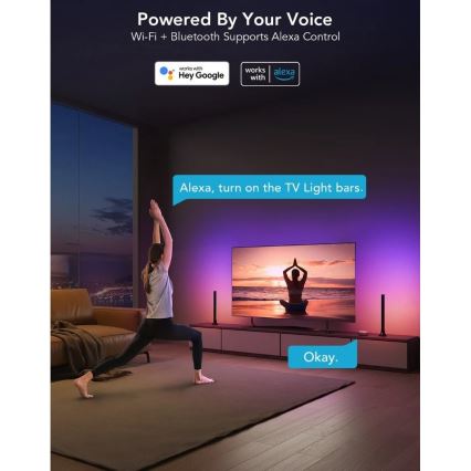 Govee - Painel LED RGBIC SMART 38 cm para TV 43-75 - 2 unidades Wi-Fi