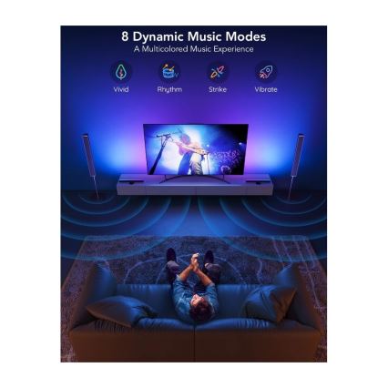 Govee - Painel LED RGBIC SMART 38 cm para TV 43-75 - 2 unidades Wi-Fi