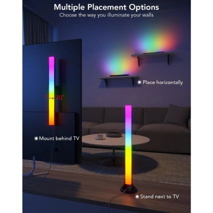 Govee - Painel LED RGBIC SMART 38 cm para TV 43-75 - 2 unidades Wi-Fi