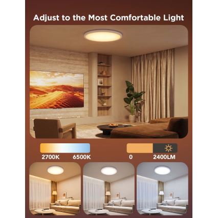 Govee - Luminária de teto dimerizável LED RGBICWW/29W/230V, Ø 30 cm, acabamento mate, Wi-Fi