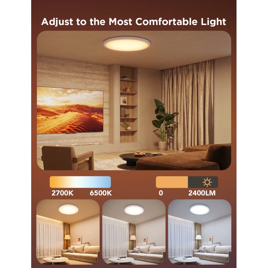 Govee - Luminária de teto dimerizável LED RGBICWW/29W/230V, Ø 30 cm, acabamento mate, Wi-Fi