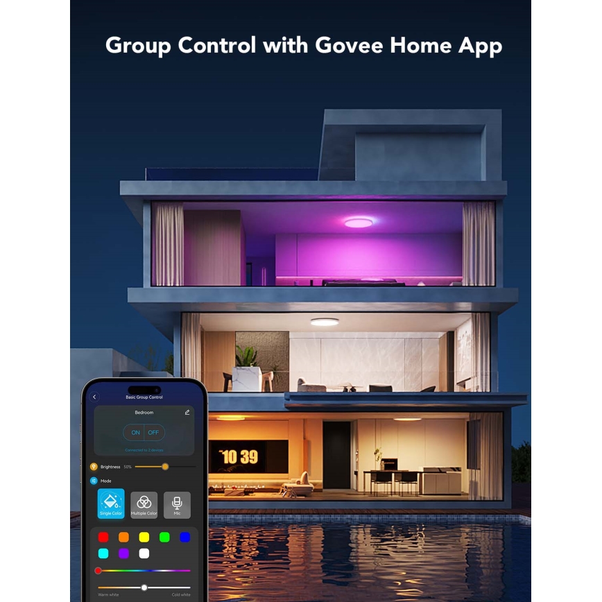 Govee - Luminária de teto dimerizável LED RGBICWW/29W/230V, Ø 30 cm, acabamento mate, Wi-Fi