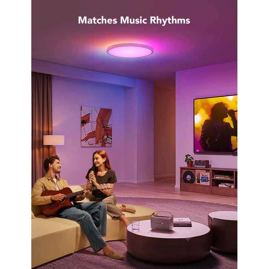 Govee - Luminária de teto dimerizável LED RGBICWW/29W/230V, Ø 30 cm, acabamento mate, Wi-Fi