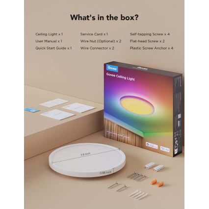 Govee - Luminária de teto dimerizável LED RGBICWW/29W/230V, Ø 30 cm, acabamento mate, Wi-Fi