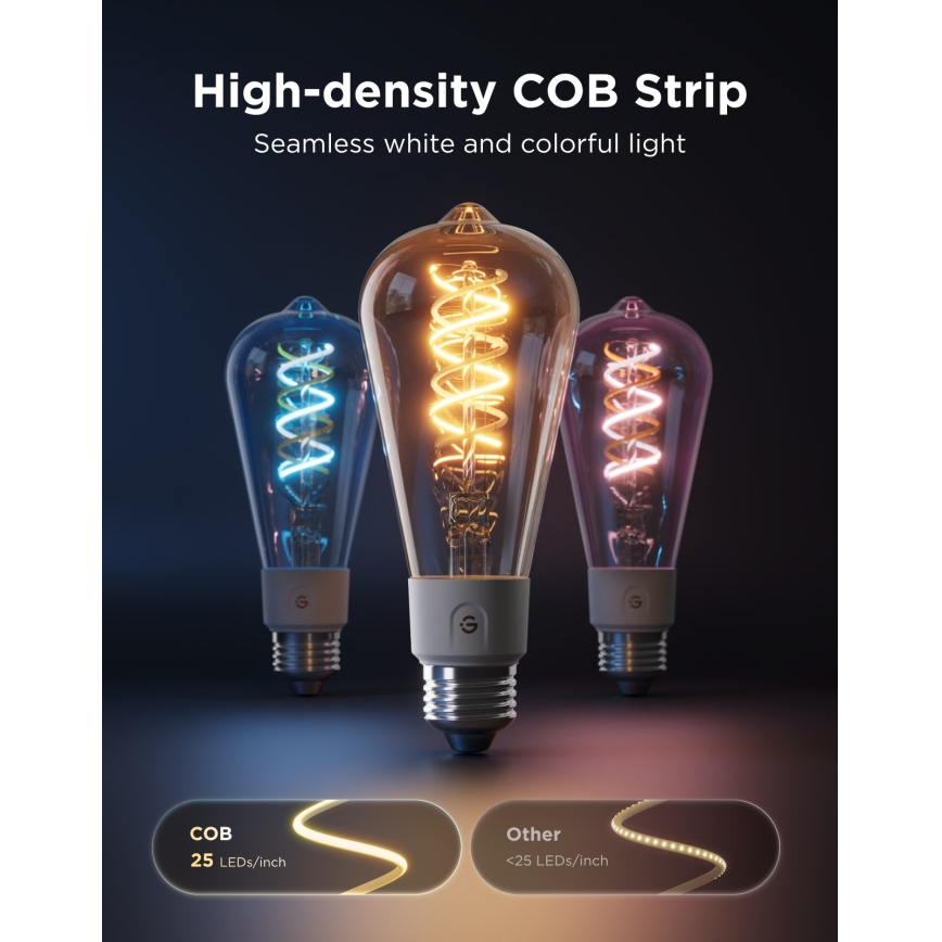 Govee - Conjunto de 2 lâmpadas LED RGBWW reguláveis Smart MATTER ST64 E27/5W/230V 2700-6500K Wi-Fi