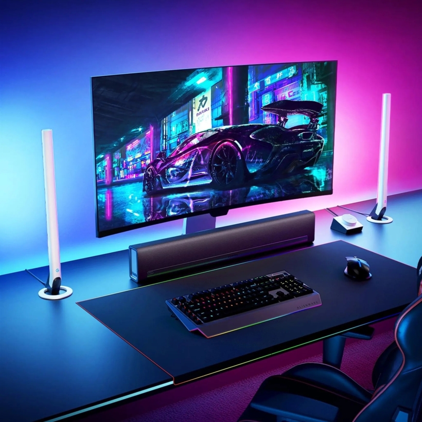 Govee - Conjunto com 2x Smart Gaming Wi-Fi LED RGBIC Painéis + Smart Dual branco + comando remoto