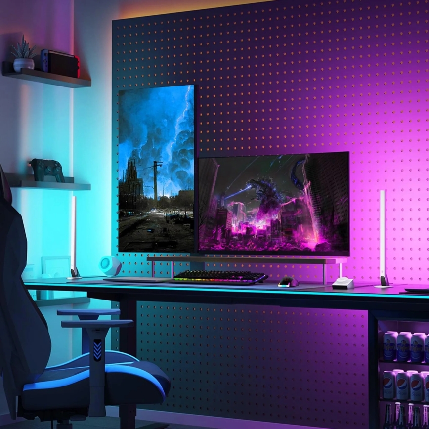 Govee - Conjunto com 2x Smart Gaming Wi-Fi LED RGBIC Painéis + Smart Dual branco + comando remoto