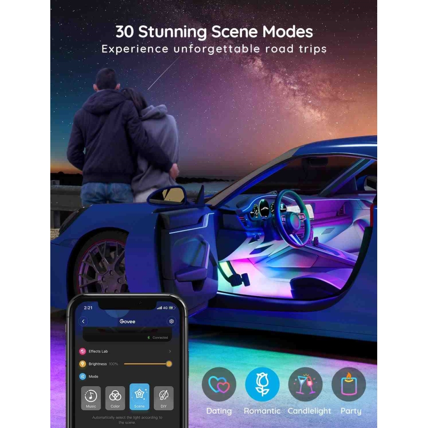 Govee - Smart LED tiras para carros - RGBIC