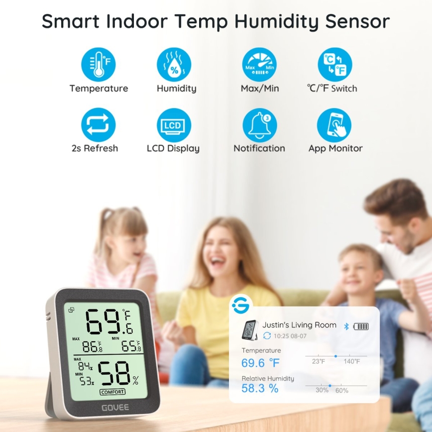 Govee - Termómetro e higrómetro com visor 2xAAA