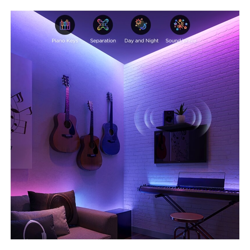 Govee - Tira de Iluminação LED RGBWWIC com regulação 2 Pro 5m Wi-Fi Matter