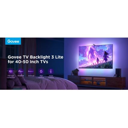 Govee - TV Backlight 3 Lite TV 40-50 SMART LED retroiluminação RGBICW Wi-Fi IP67 +RC