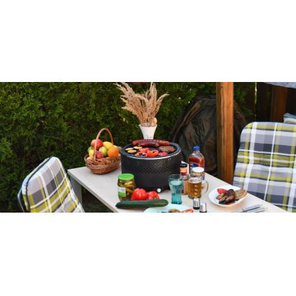 Grelhador de carvão vegetal de mesa 4xAA/USB preto