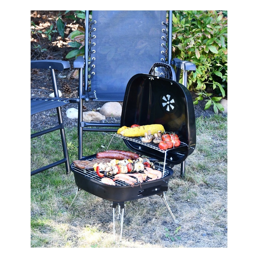 Grelhador de carvão vegetal portátil preto