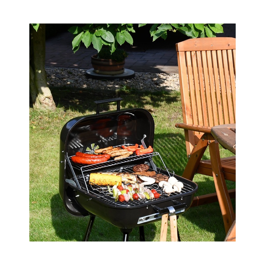 Grelhador de carvão vegetal portátil preto