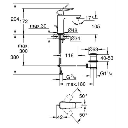 GROHE 1018322430 - Misturador para lavatório DICE M preto