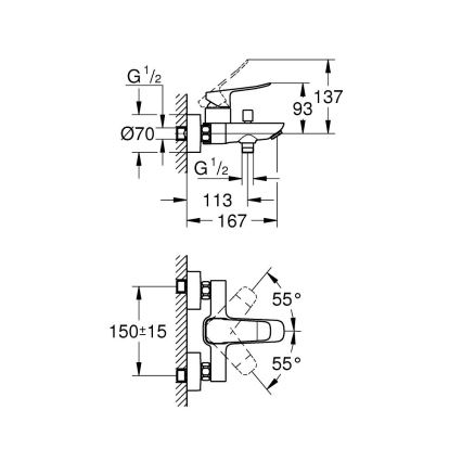 GROHE 1018720000 - Misturador de banheira DICE, cromado brilhante