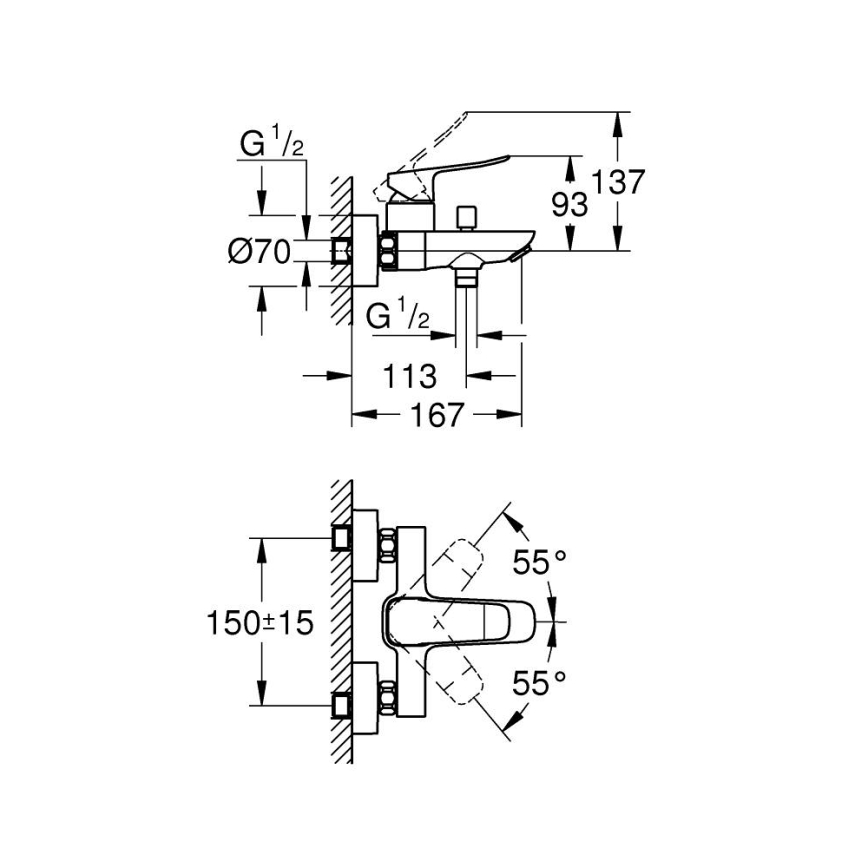 GROHE 1018720000 - Misturador de banheira DICE, cromado brilhante