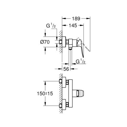 GROHE 1018740000 - Misturador de duche DICE cromado brilhante