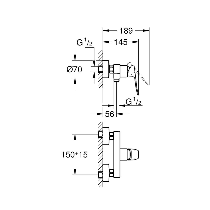GROHE 1018742430 - Misturador de duche DICE preto