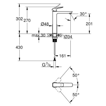 GROHE 1018920000 - Misturador para lavatório DICE XL cromado brilhante
