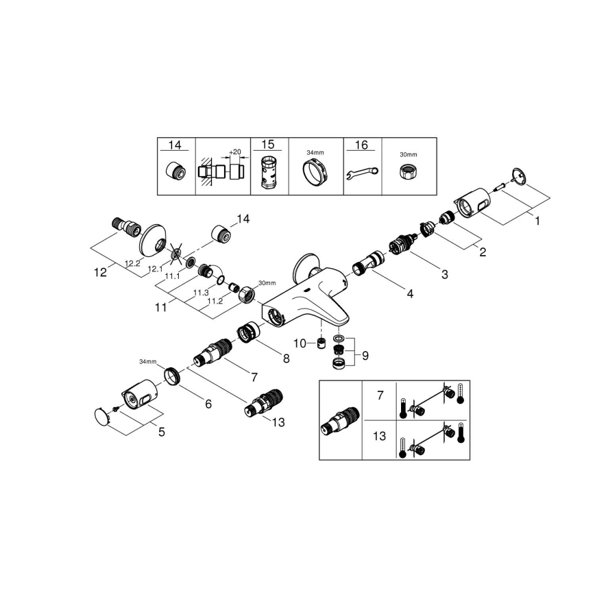 GROHE 1022162432 - Misturador termostático para banheira PRECISION TREND DN 15 preto