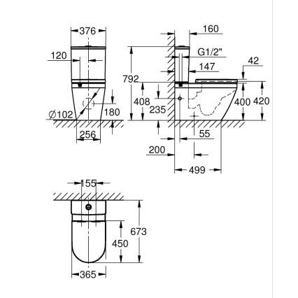 GROHE 102513SH00 - Conjunto sanitário EURO CERAMIC 67,3 x 37,6 x 79,2 cm cerâmica/branco