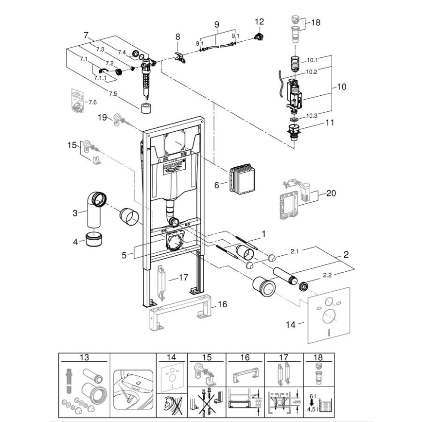 GROHE 103846SH00 - Kit 5 em 1 SOLIDO 1,13 m cerâmica/branco