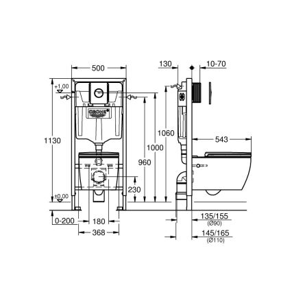 GROHE 103846SH00 - Kit 5 em 1 SOLIDO 1,13 m cerâmica/branco