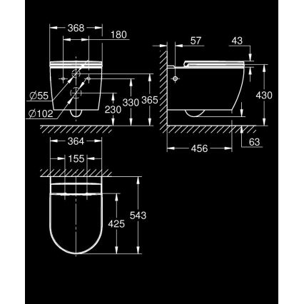 GROHE 103848SH00 - Sanita suspensa START ROUND CERAMIC 368 × 543 mm branco durável