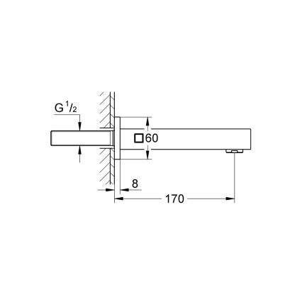 GROHE 13303000 - Válvula de escoamento para banheira EUROCUBE 170 mm cromado brilhante