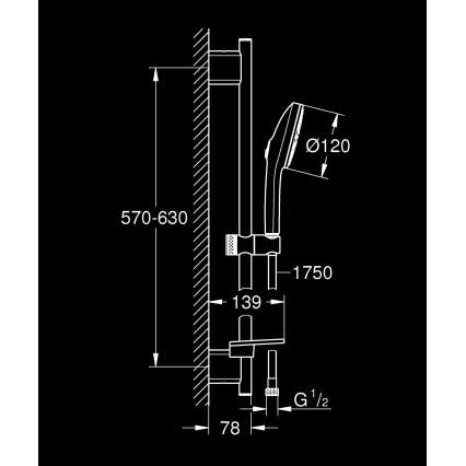 GROHE 134866DC00 - Conjunto de duche VITALIO JOY+ 120 mm cromado mate