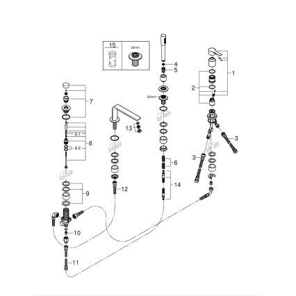 GROHE 19577001 - Conjunto para banheira de quatro furos LINEARE, cromado brilhante