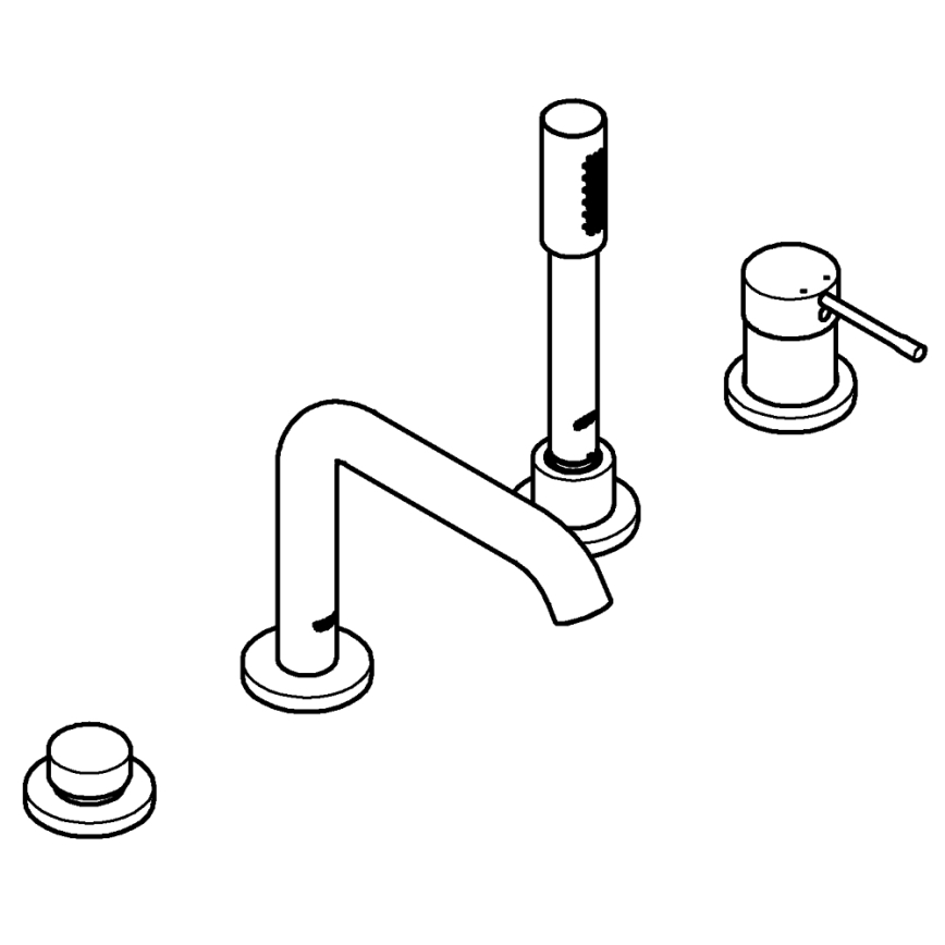 GROHE 19578DC1 - Misturador de banheira de quatro furos ESSENCE em aço inoxidável