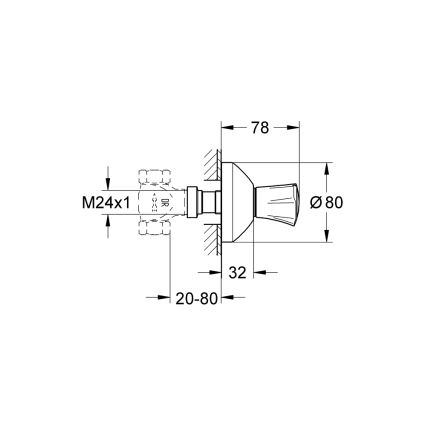GROHE 19809001 - Peça superior para válvula encastrada COSTA L, cromado brilhante