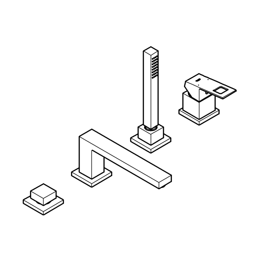 GROHE 19897001 - Torneira de banheira de 4 furos EUROCUBE cromo brilhante